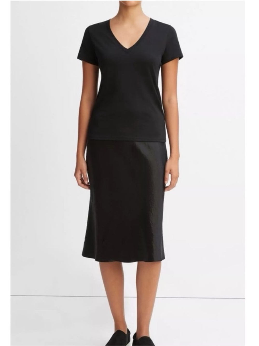 Vince Pima Cotton Black V-Neck